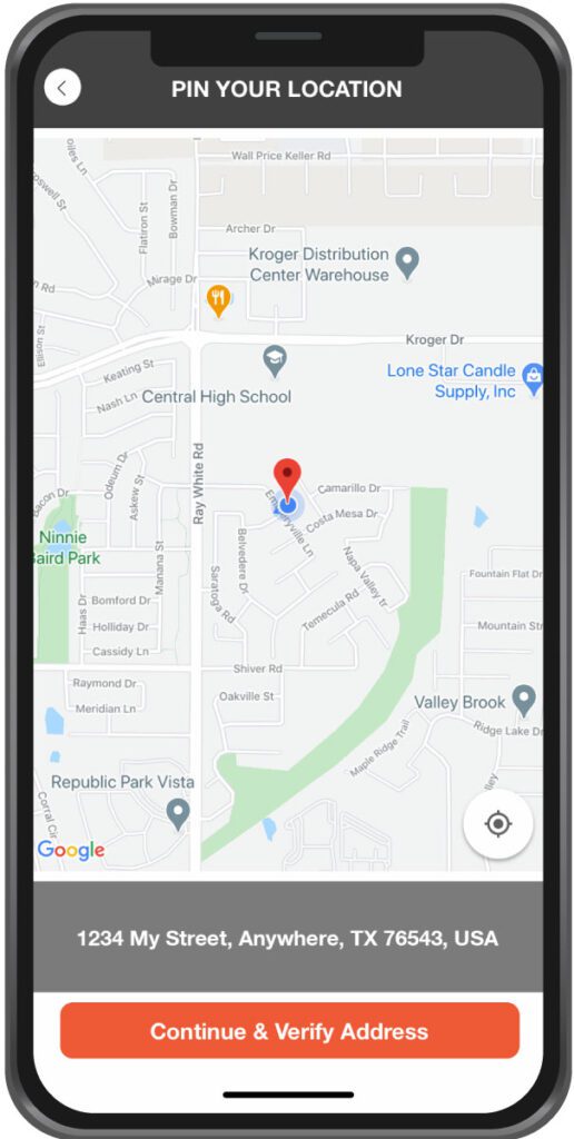 Auto Monkey Mobile App Location Screen