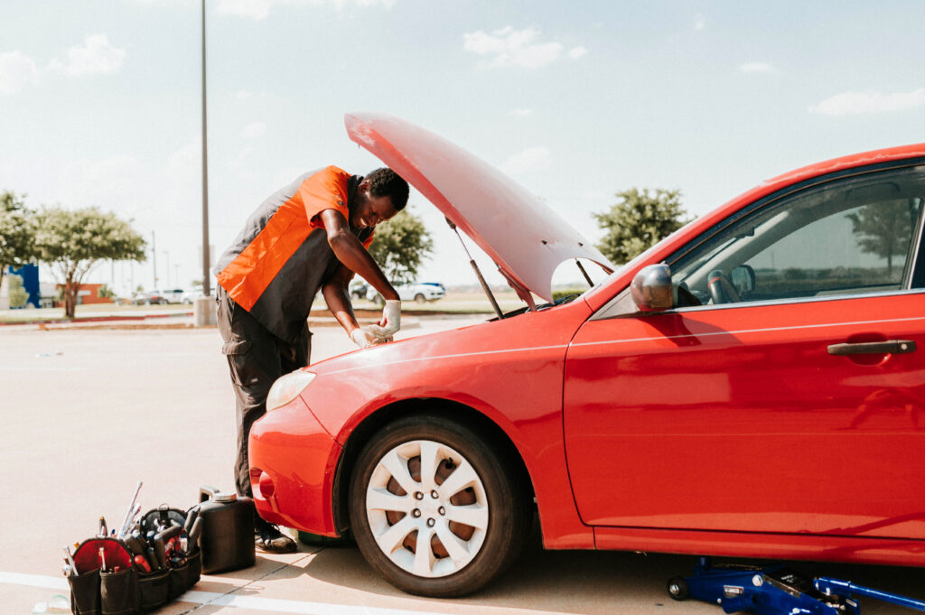 Auto Monkey mobile mechanic in an empty parking lot